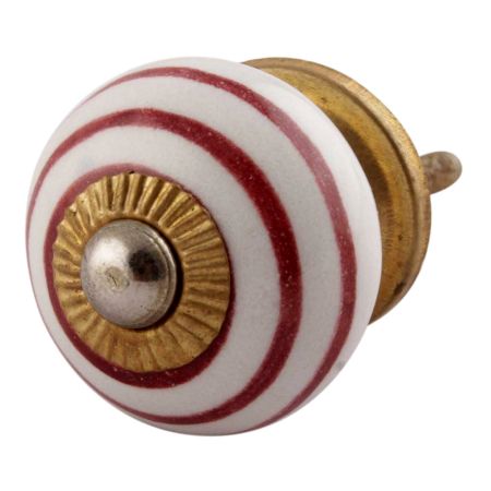 Cherry Striped Small Ceramic Cabinet Knobs